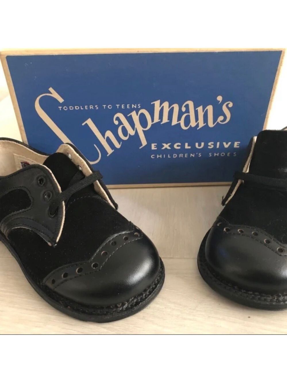 Vintage Boys Shoes Chapmans Exclusive Deluxe NIB Mid Century Oxfords Staging - Picture 1 of 12